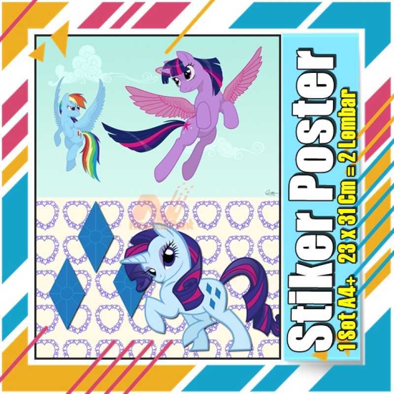 Jual Poster + Stiker My Little Pony A4 + Animasi Kartun Acara Tv Kertas ...