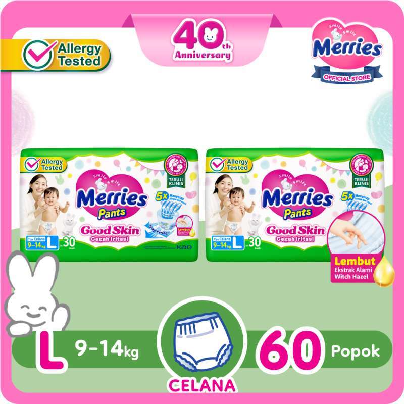 Promo Merries Pants Good Skin Popok Bayi L-30 Twinpack [2 Pcs] Diskon ...