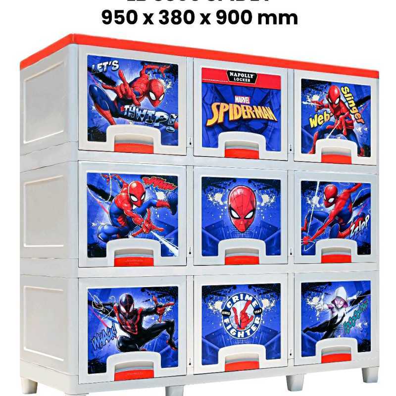 Promo napolly locker box lb 3309 spiderman plastik / lemari plastik