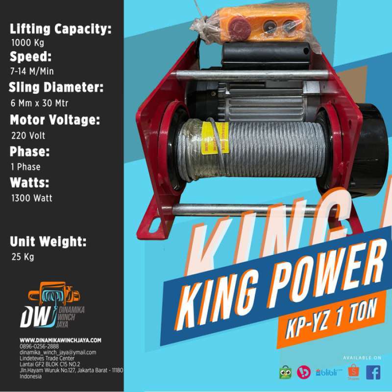 Promo Mini electric Winch King Power Kapasitas 1Ton Diskon 23 di