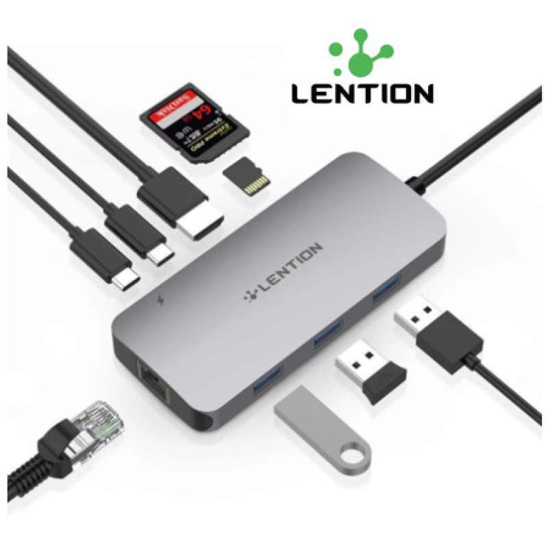 LENTION 9 in 1 USB C Hub with 4K HDMI, 4 USB, SD Reader and Gigabit Ethernet (CB-C69)