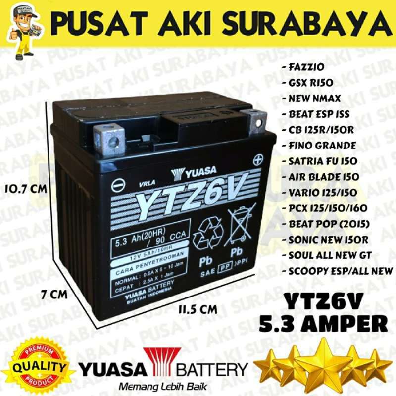 Promo Accu Original Yuasa Ytz6V Aki Motor Vario 125 150 Satria Fu Cbr
