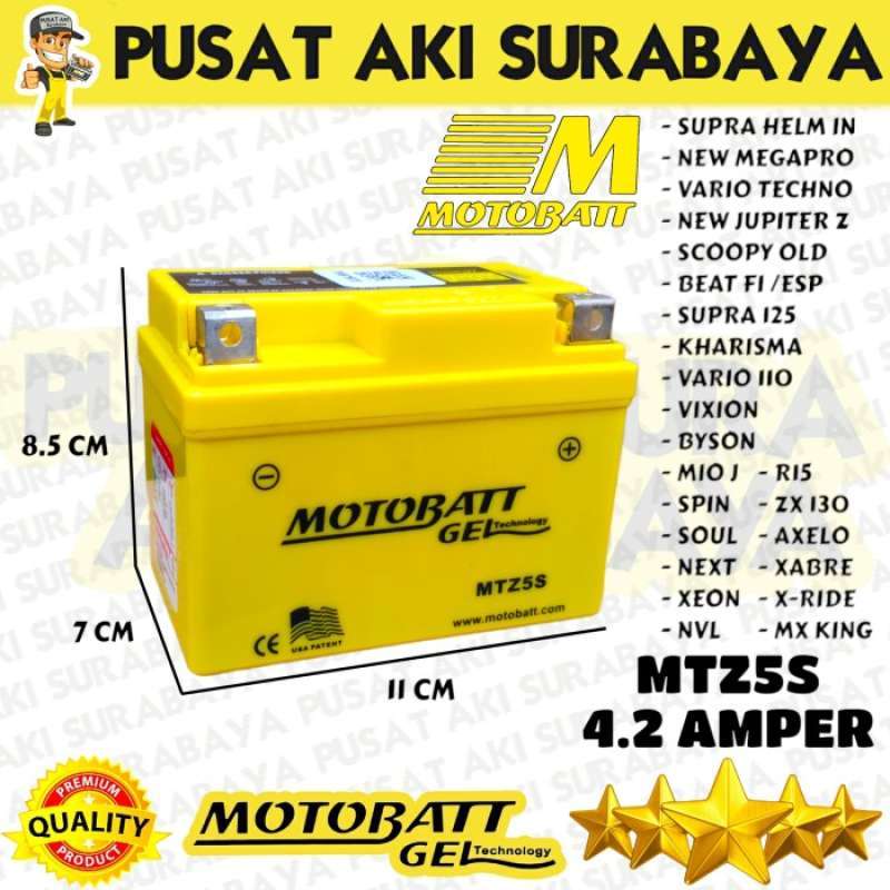 Promo Motobatt Mtz5S Accu Gel Vario Old 110 Beat Aki Motor Matic Gs