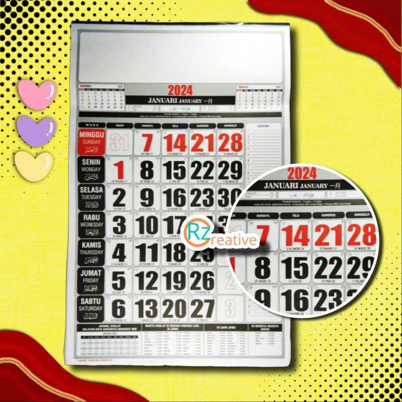 Promo Kalender Tahun 2024 Ukuran Tanggung Diskon 45% di Seller Rizan