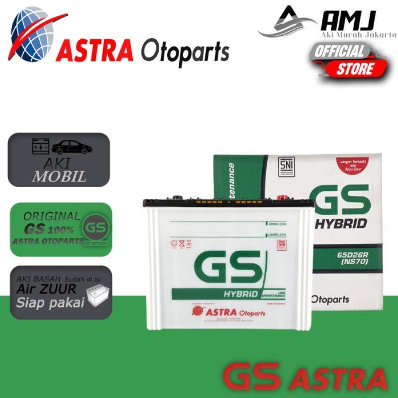 Promo Aki Mobil Kuda Gs Hybrid Astra Ns70 Aki Basah 12v / 65ah Diskon