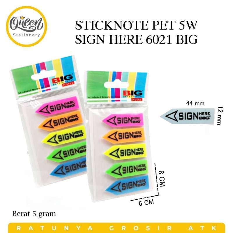 Sticky Note Counter Sign Jual 2 Pad Sticknote Pet 5W Sign Here 6021 Big Sticky Notes Penanda ...