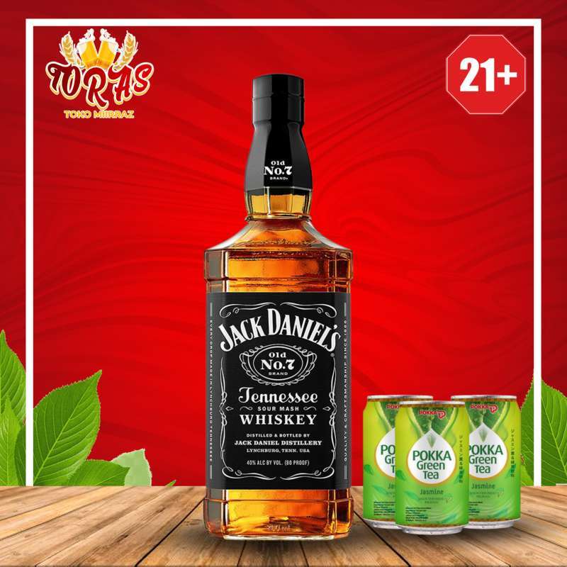Jual Jack Daniels Daniel's Tennessee Whiskey 700ml + 3 Can Pokka Green