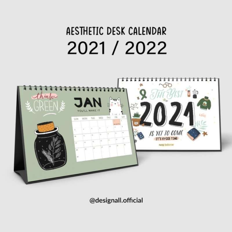 Jual Designall Kalender Meja / Kalender Duduk Aesthetic Tahun 2021 2022 ...