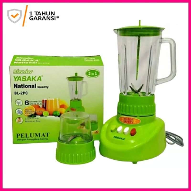 Promo Blender Yasaka National 2In1 Hijau Gelas Plastik Bl 02Pc Diskon