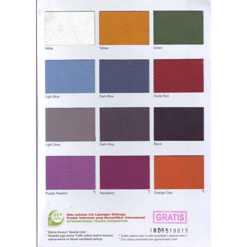 Promo Cat Lapangan Propan Tennokote Warna Standar (5 Liter) Diskon 23%