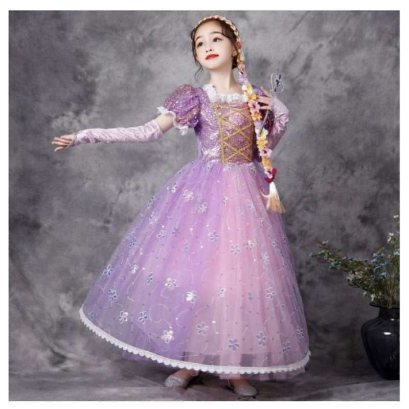 Ball Gown Disney Princess Rapunzel Dress Promo Kostum Anak
