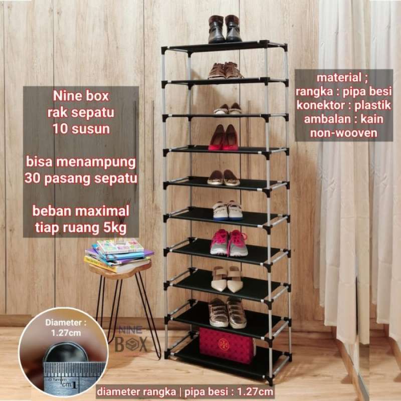 Cover Rak Sepatu Promo Rangka rak sepatu cover 10tingkat 9susun (Hanya Pipa Besi dan ...