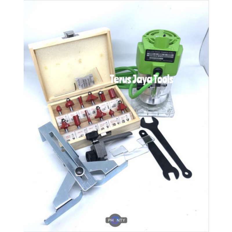 Promo paket RYU RTR 6-1 Trimmer Profil Kayu Plus Mata Router Bit Set ...