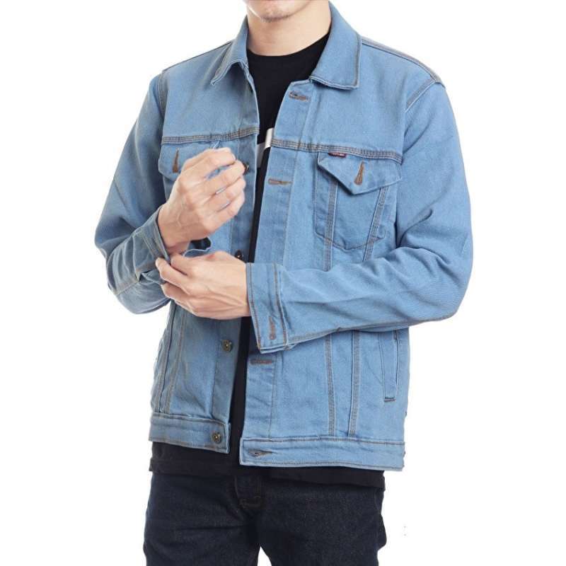 Jaket Jeans Pria Jaket Denim Light Blue Bioblits Size M L XL Terlaris Flash Sale Termurah