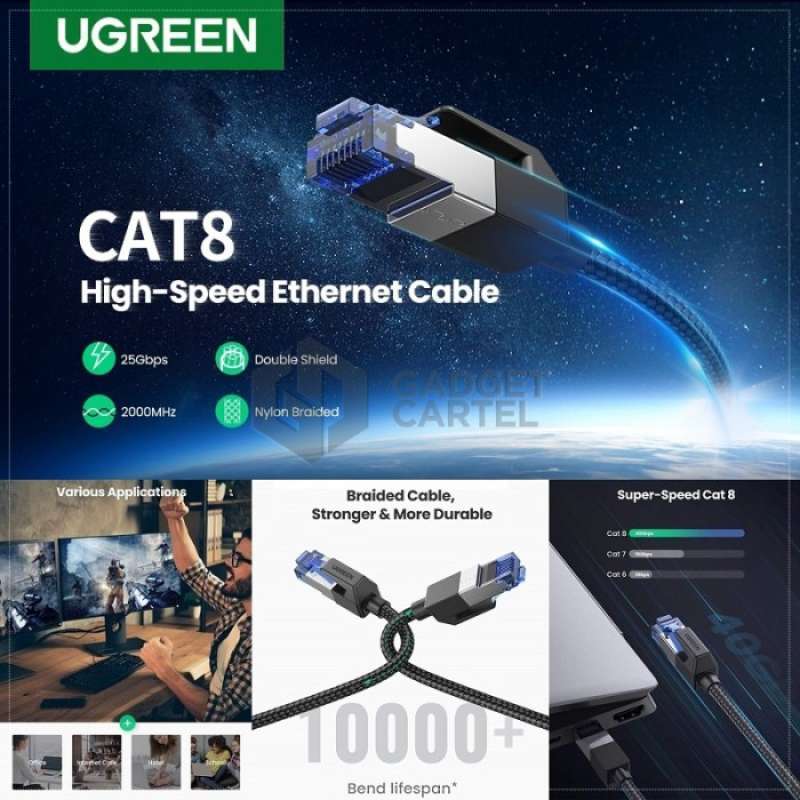 Promo UGREEN 80431 KABEL INTERNET LAN MODEM ETHERNET NETWORK RJ45 CAT8 ...
