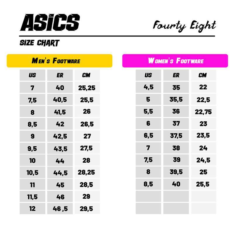 Asics gel lyte v size chart clearance