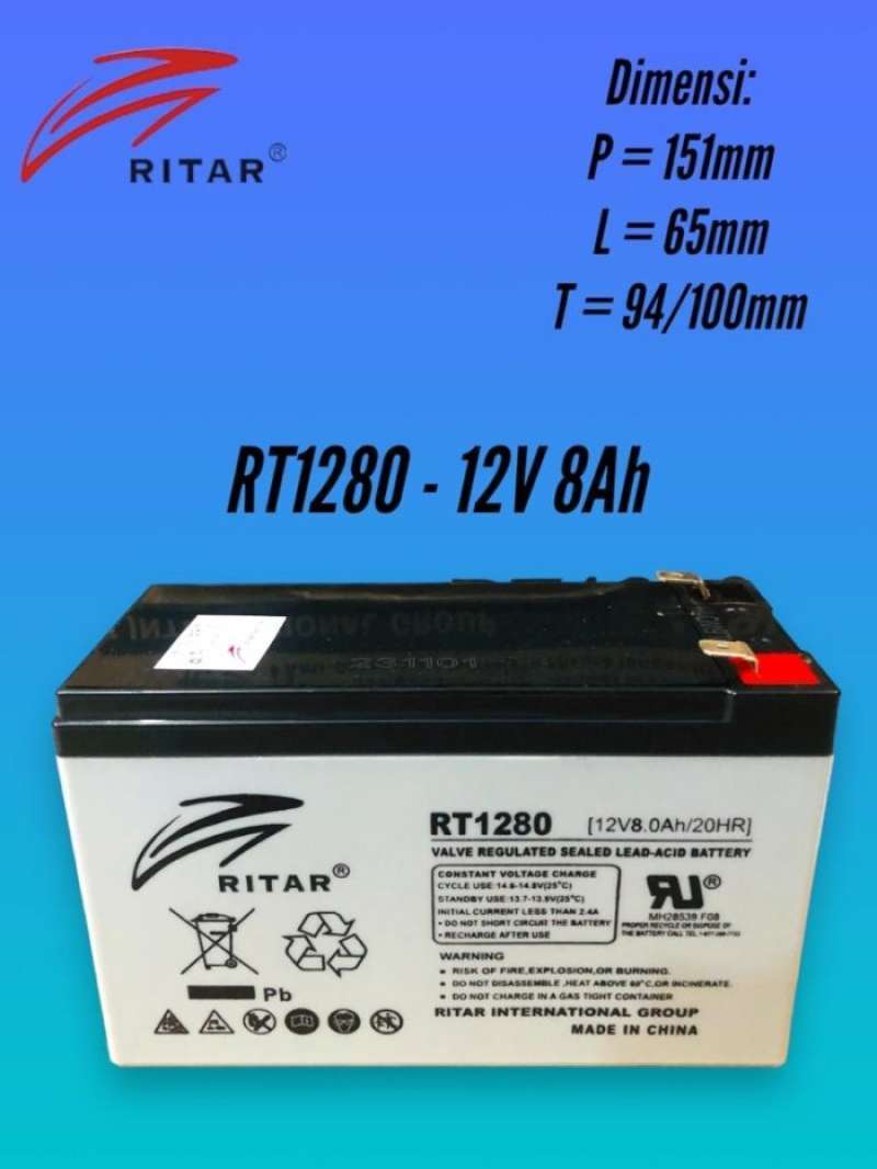 Promo Aki Baterai Vrla Ritar 7ah Rt-1270 12v Terbaik Diskon 30% Di