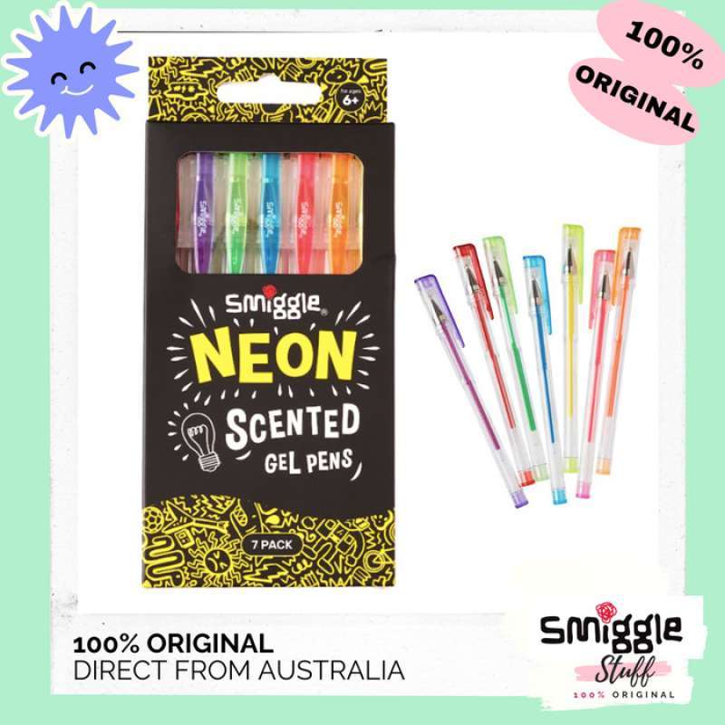 Promo Smiggle Scented Sparkle Neon Inkball Gel Pen Pulpen Warna