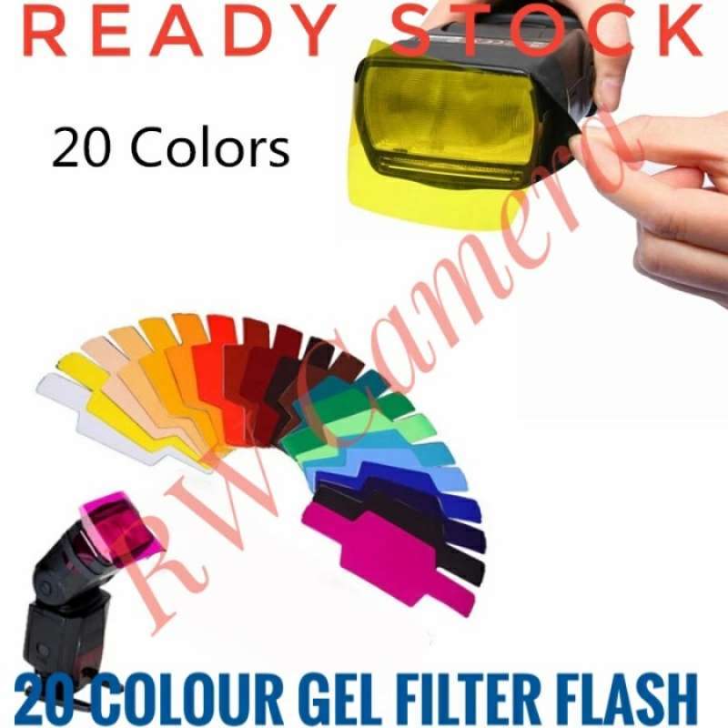 Jual 20 Colors Gel Filter Flash Kamera Colour Diffuser Speedlite Canon ...