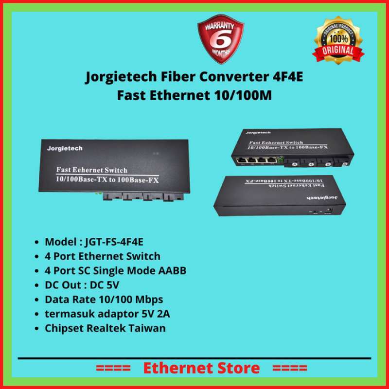 Promo Jorgietech Fiber Converter Jgt-fs-4f4l Realtek Chipset 100 Mbps ...