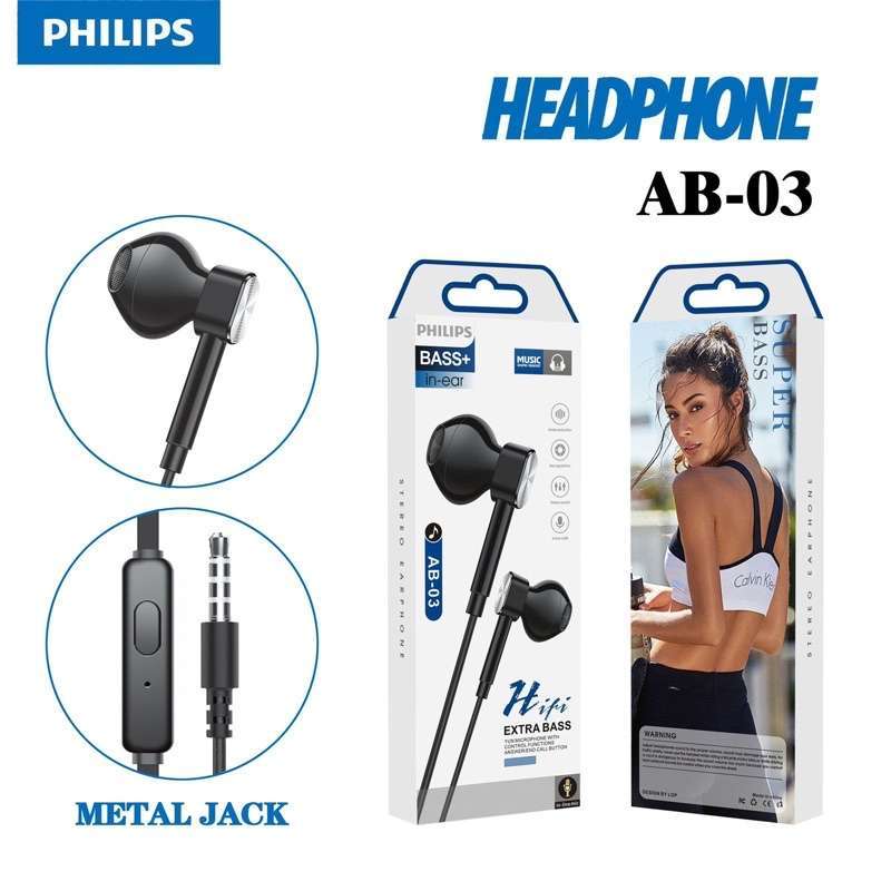 Headset Handsfree Philips Mic Hifi Extra Bass AB-03