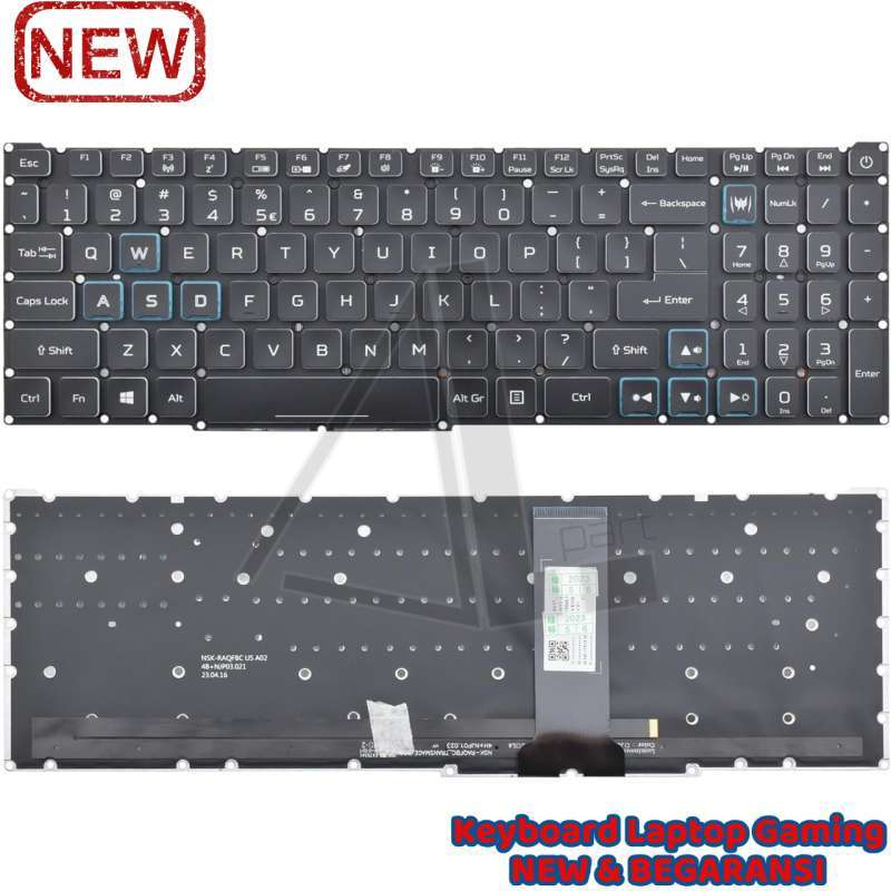 Tastiera Retroilluminata Nera Per Acer Nitro 5/7 N20C1 N18C3 AN515-54 AN517-51