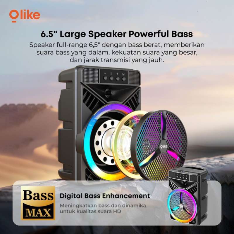 Olike KM4 Wireless Portable Bluetooth Speaker Karaoke With Microphone  RGB TF USB AUX