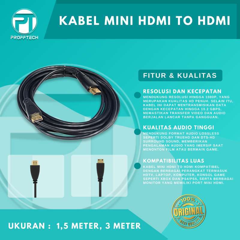 Kabel Mini Hdmi Male To Hdmi Male Cable 1,5M V Gold Plated Kable Hdmi