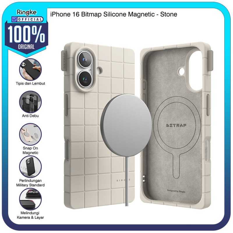 Ringke iPhone 16 Bitmap Silicone Magnetic Stone Casing Magsafe Anti Crack  Tipis Softcase Slim Armor Case Military Drop Tahan Banting Pelindung HP