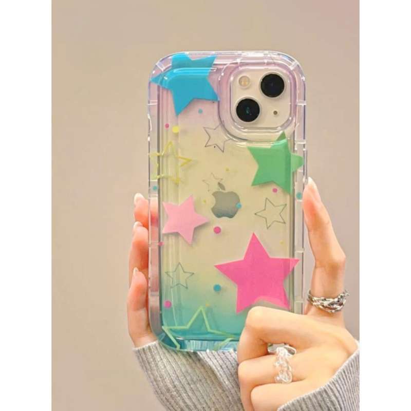 SOFTCASE SILIKON SOFT CASE CASING CLEAR TPU AIR BAG STAR COLORFULL FOR  IPONE 6S 7G 8G 7+ 8+ X XS XR 11 12 13 14 PRO MAX