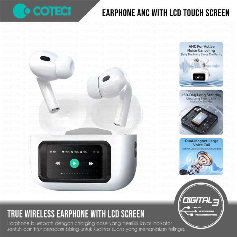 Jual Coteci Pro Tws True Wireless Earphone With Lcd Touch Color
