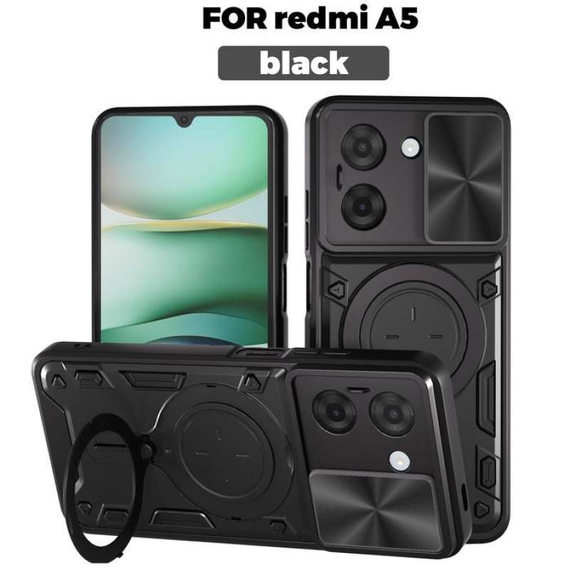 CASE FOR REDMI A5 4G MAGNETIC CAMERA SLIDE 360 RING STAND SOFTCASE COVER