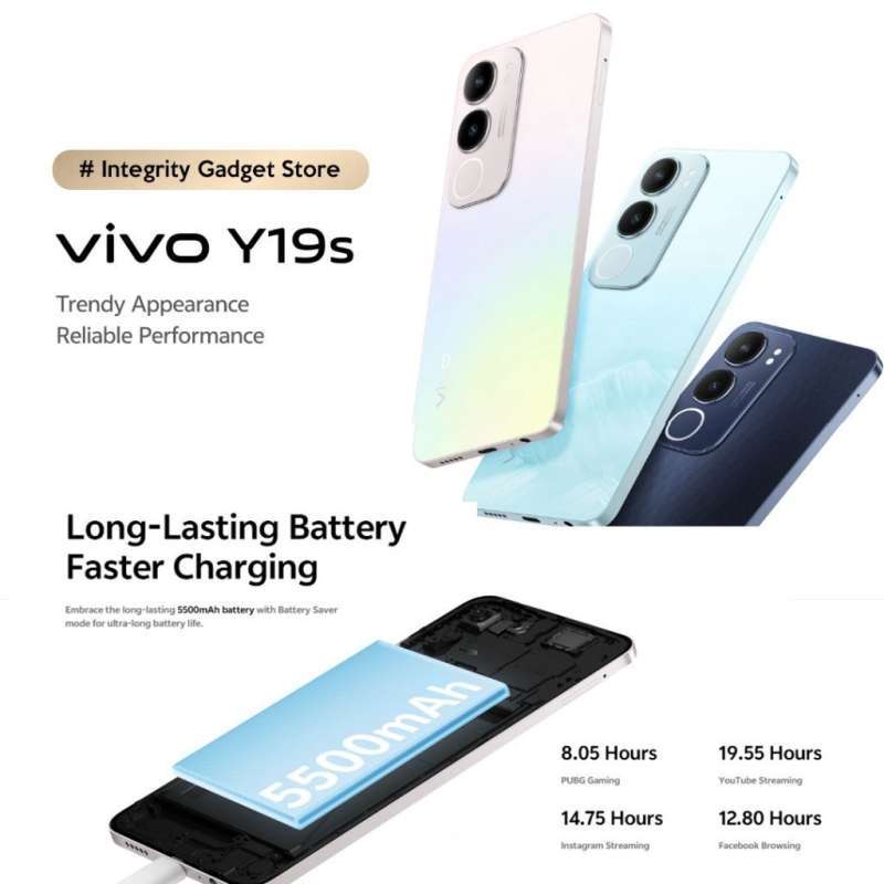 Vivo Y19s PRO 6/128GB [IP64 TAHAN AIR, 6000 mAh, Tahan Banting Ekstrem,  Tahan Hujan IP64] Garansi Resmi