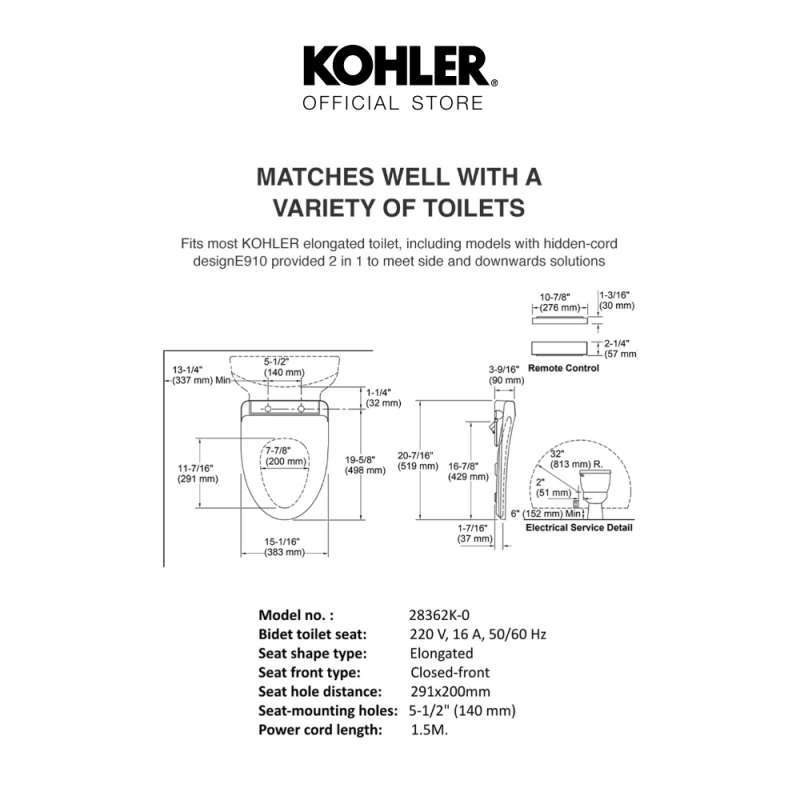 Promo Kohler Purewash E910 Smart Bidet Seat Tutup Kloset Pintar ...