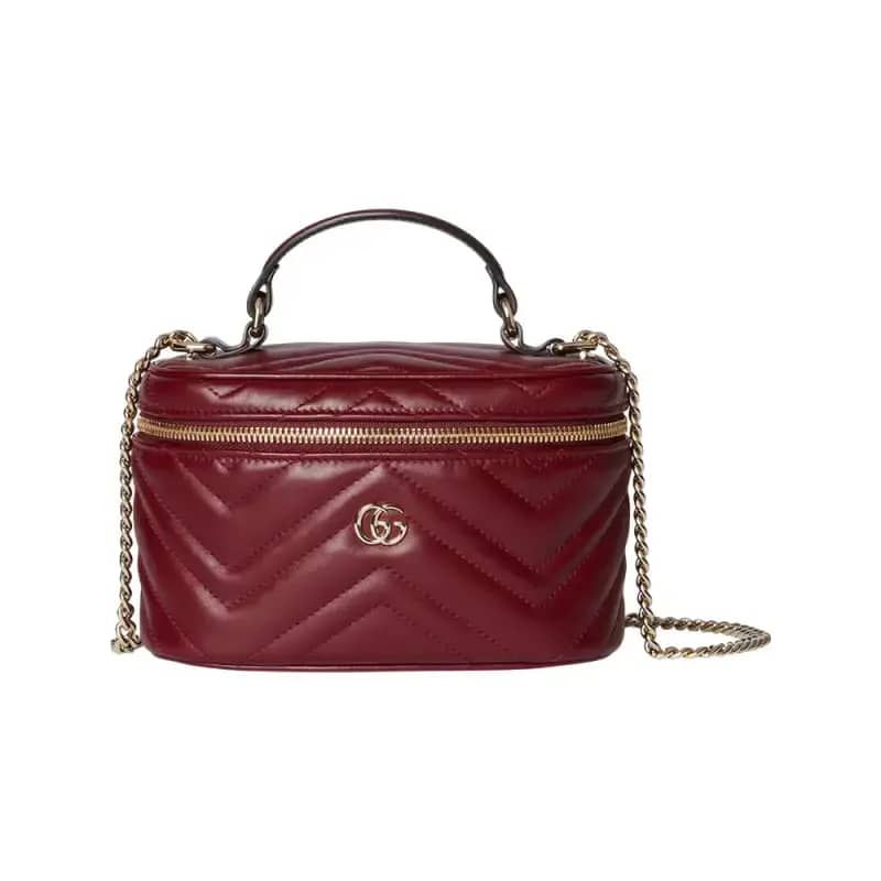 Gucci GG Marmont Mini Vanity Chain Bag Rosso