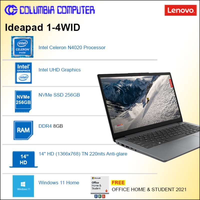 Jual Ideapad 1-4WID Celeron N4020 8GB 256GB 14HD Windows11+OHS Cloud ...