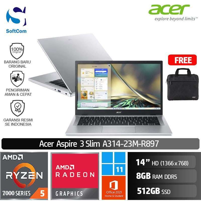 Promo Acer Aspire 3 Slim A314 23m R897 Notebook [amd Ryzen 5-7520u/8gb ...