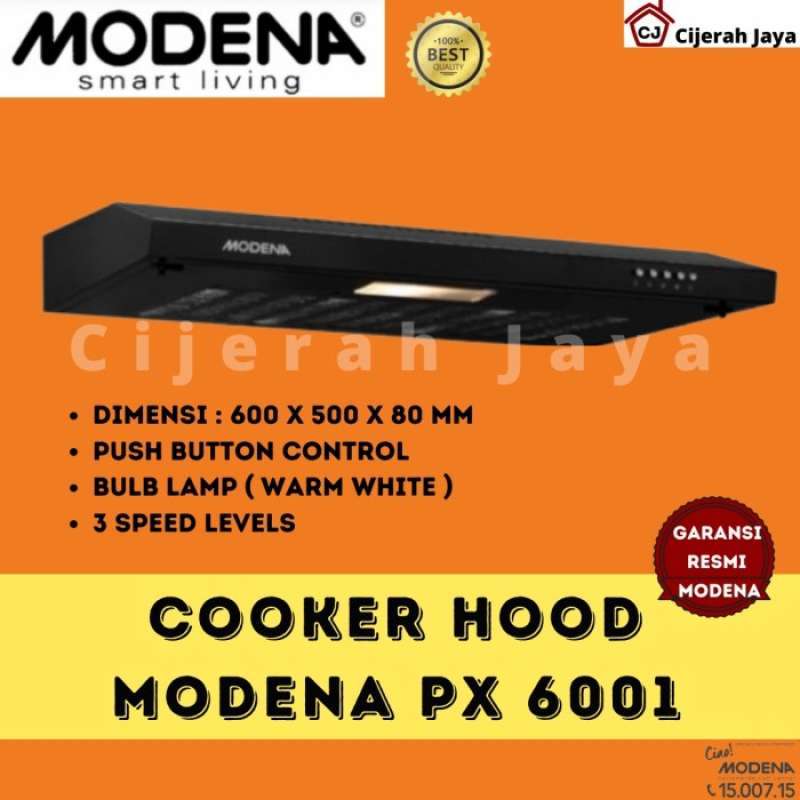 Jual Cooker Hood Modena Px 6001 Slim Hood 60 CmHitam / Kitchen Exhaust