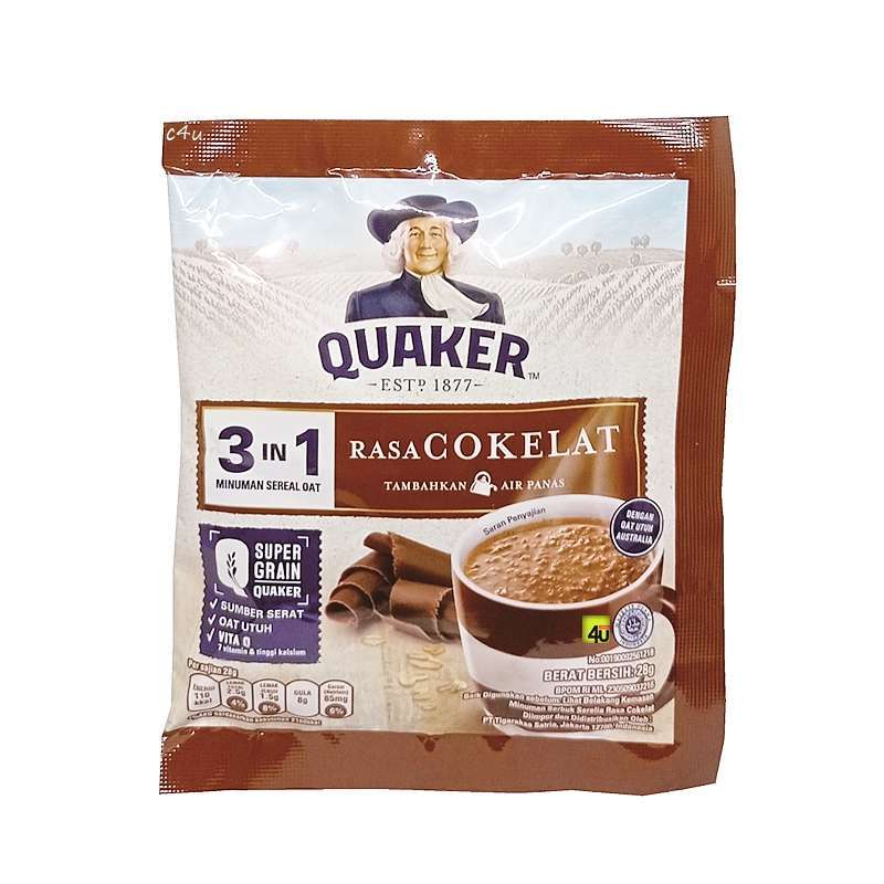 Minuman Quacker Promo Quaker 3 In 1 - Oat Cereal Drink - 1 Sachet - Cokelat Diskon 16% ...