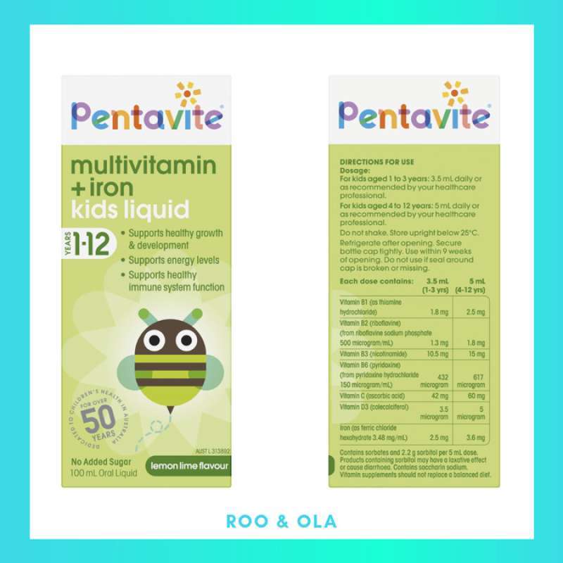 Promo Pentavite Oral Liquid Multivitamins with Iron 200mL Diskon 33 di
