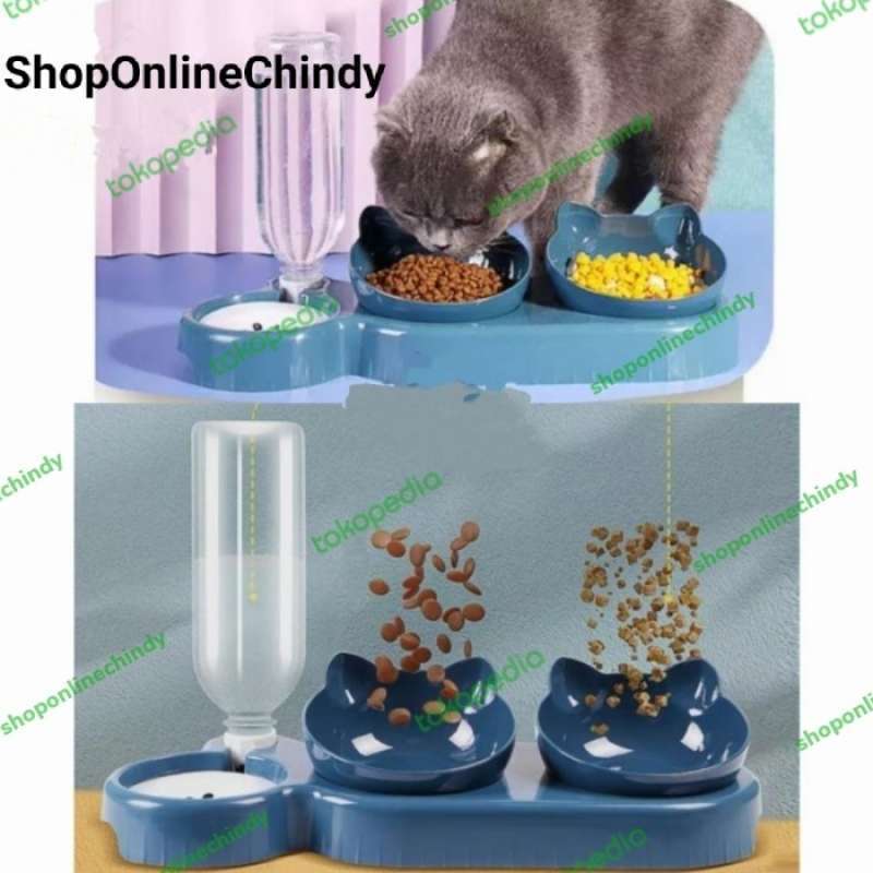 Jual Tempat Makan Minum Hewan KITTY Cat Dog Bowl Food Drink Dispenser