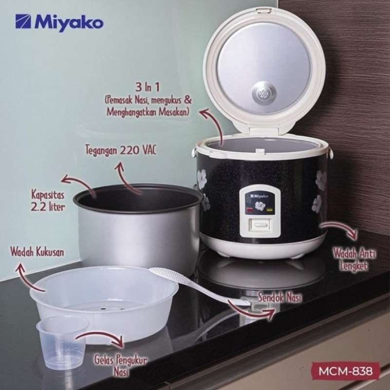 Promo Miyako Magic Com Rice Cooker 2.2L 3In1 Mcm 838 Miyako Diskon 23