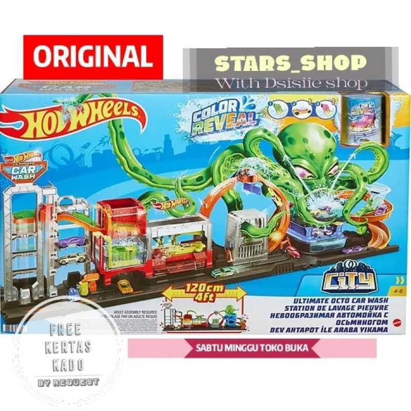 Promo Hot Wheels City Ultimate Octo Car Wash Color Reveal Track Diskon