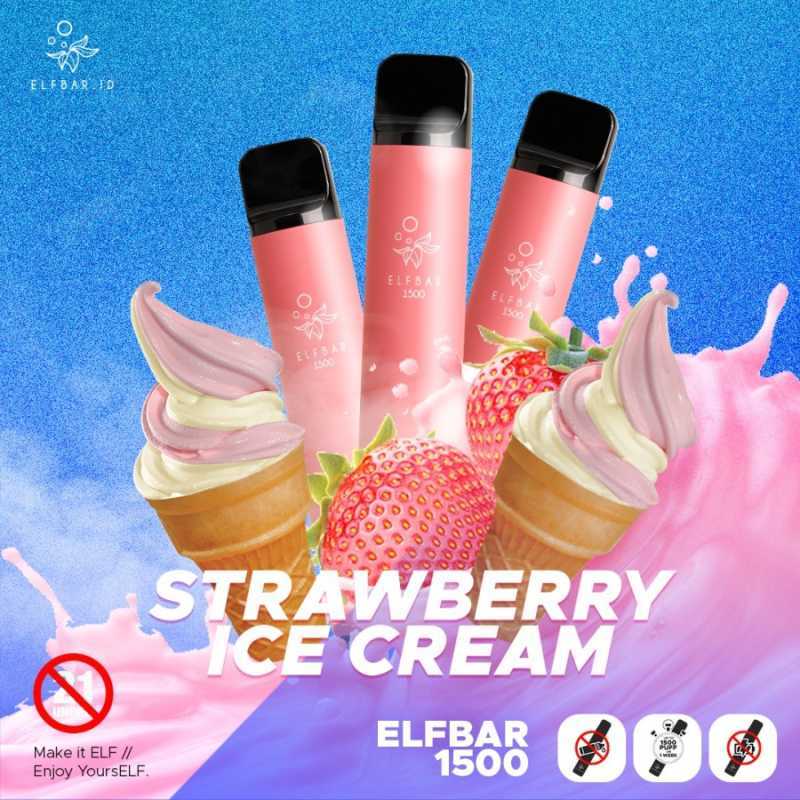 Jual ELFBAR 1500 Pod Strawberry Ice Cream ELF BAR Disposable Vape