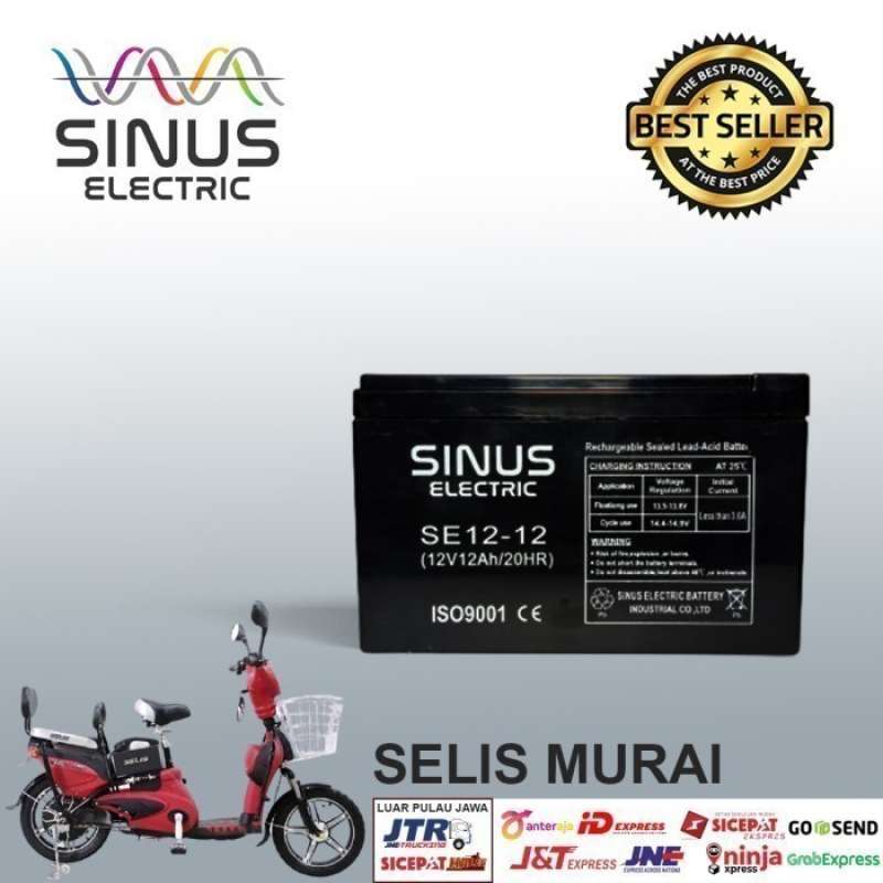 Promo Aki Sepeda Listrik SELIS MURAI 12V 12Ah Aki VRLA SINUS 12-15