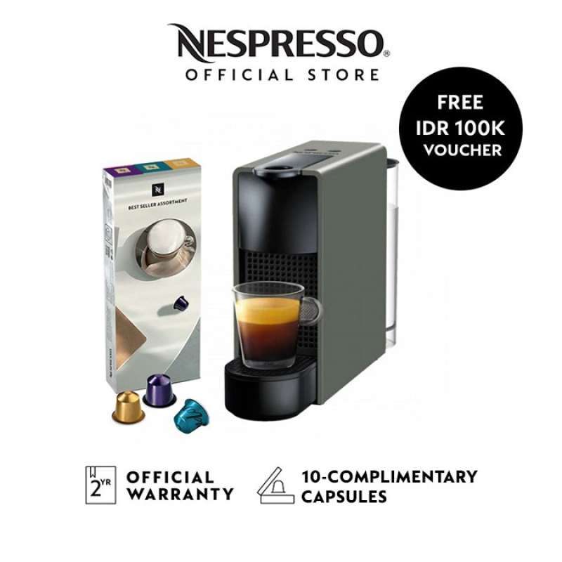Promo Nespresso Essenza Mini Coffee Machine Grey, Bundle With 30