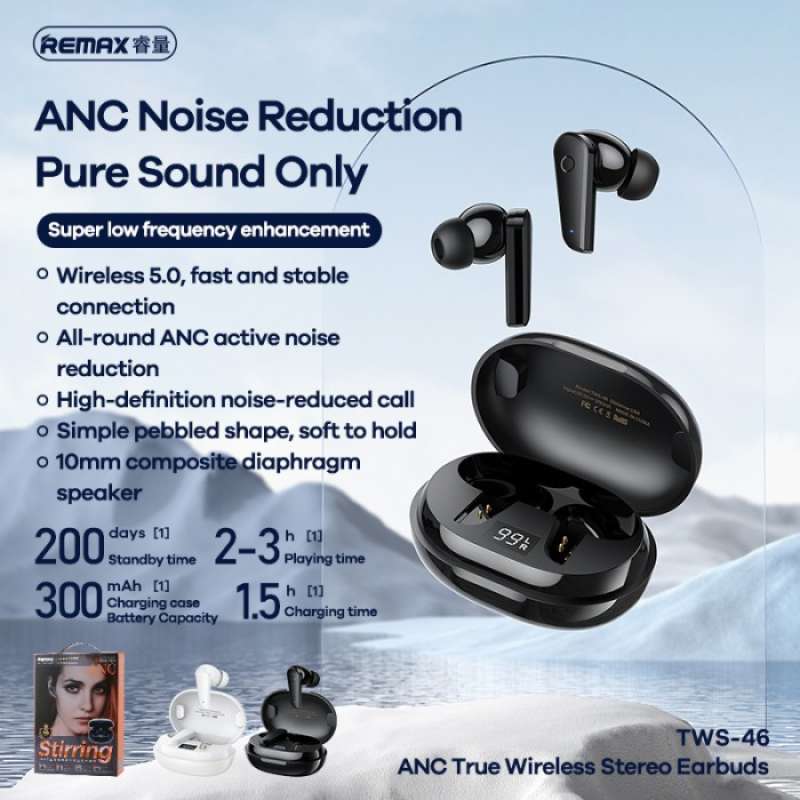 Promo Remax Tws-46 Anc True Wireless Stereo Earbud Bluetooth Earphone ...