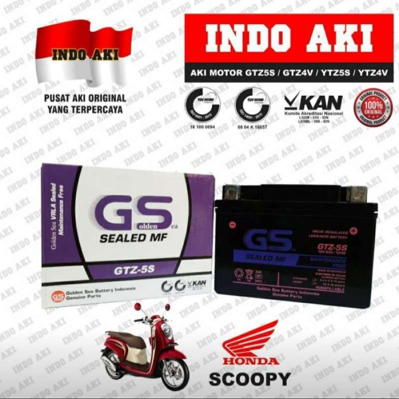 Promo Aki Motor Honda Scoopy Gtz5 Gtz5S Gtz 5S Gs Golden Sea Accu