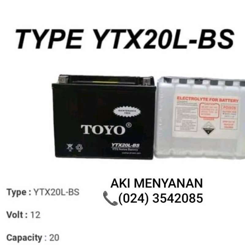 Promo Aki Toyo Ytx20 Motor Honda Yamaha Harley Kawasaki Diskon 17% Di