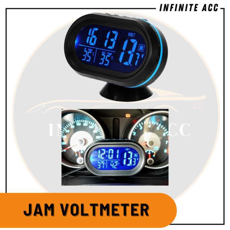 Promo Jam Digital Dashboard mobil Suhu Volt meter nyala 2 warna aksess